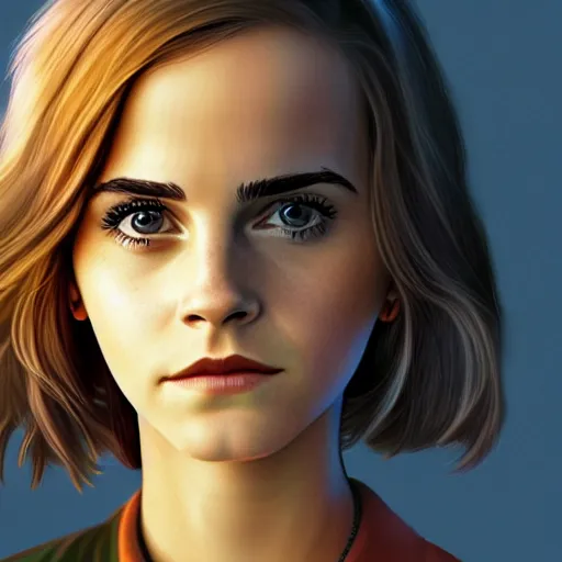 Image similar to highly detailed illustration, character portrait of Emma Watson as an animated Pixar character, digital art by Mark Simonetti and Moebius 4k, 8k, HD