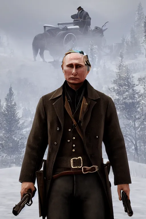 Prompt: Putin in RDR2 close portrait, unreal engine, trending on artstation