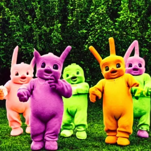 Image similar to funeral teletubbies