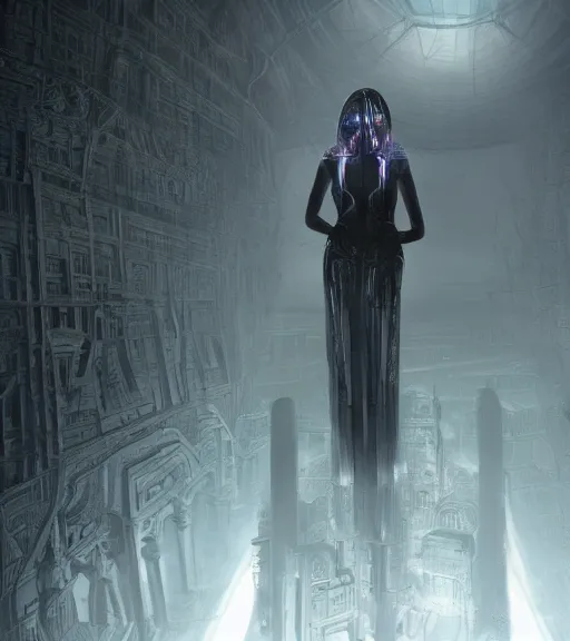 Prompt: canon photo of tarkovsky greatest scene, aura of the ancient destroyed majestic tower of babylon, a woman in futuristic cyber clothing, transparent puffer jacket, hyperealistic, blockchain, cyber world, ambient lighting, concept art, intricate, hyper detailed, smooth, dynamic volumetric lighting, ocatane, ray trace, cinematic, high quality, cgsociety