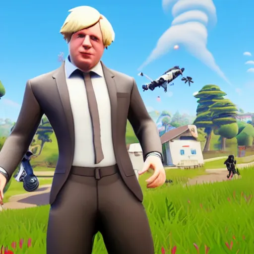 Image similar to boris johnson in fortnite screenshot, gameplay