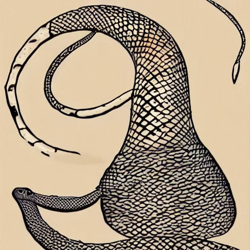 Prompt: a serpent rising from a conical shell made from metal, anime art style