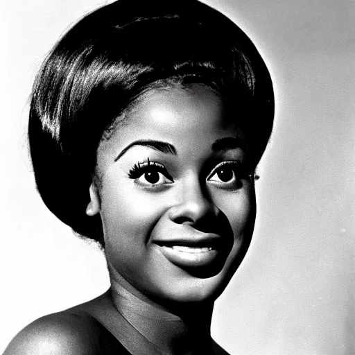 Image similar to black and white photo of a beautiful and elegant 1 9 6 5 young black actress