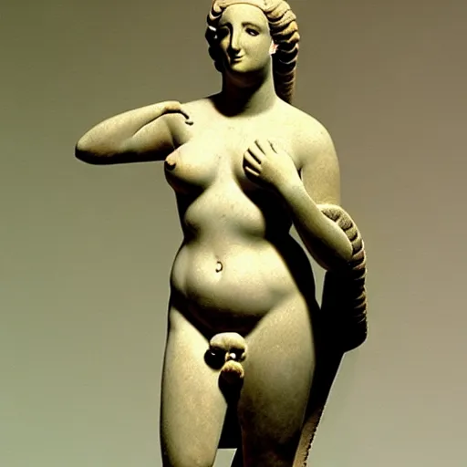 Image similar to a photograph of the venus of milo as a real person