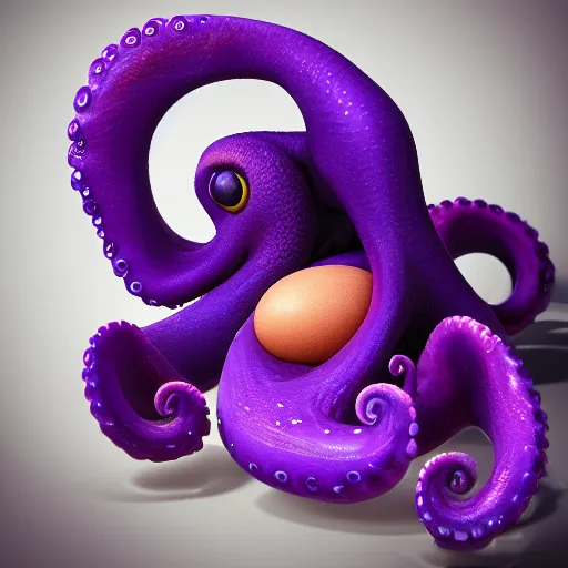 Image similar to a purple octopus birth. egg hatching. digital art. ultra realistic. hd. trending on artstation