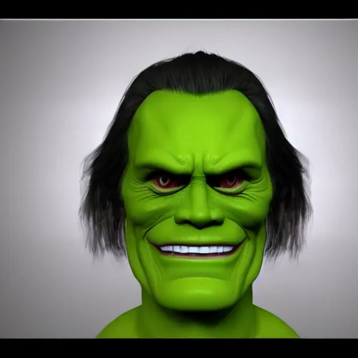 Prompt: the mask, jim carrey as a 3 d render, unreal engine