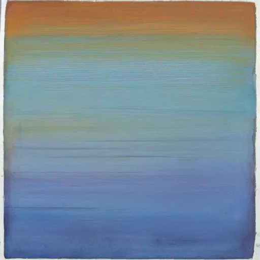 Image similar to In this mixed mediart, the artist has used a simple palette of colors to create a feeling of calm and serenity. The soft hues of blue and green are reminiscent of a cloudy sky, while the orange and yellow suggest the warm glow of the sun. The vertical stripes of color are divided by thin lines of black, which give the impression of deep space. The overall effect is one of peacefulness and balance. pale by Henry Justice Ford, by Mordecai Ardon natural