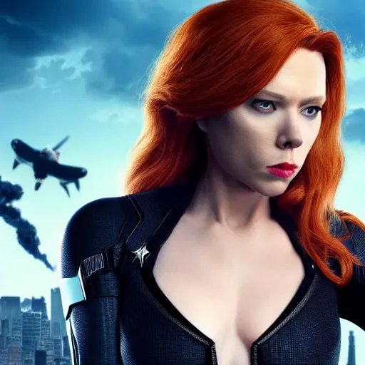 Image similar to Donald Trump cast as Black Widow, still from marvel movie, hyperrealistic, 8k, Octane Render,