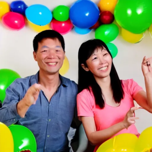 Prompt: Proud Asian Parents having a party