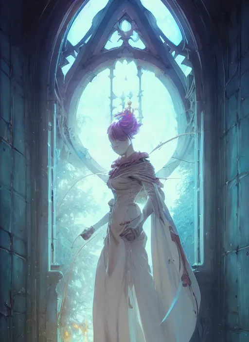 Image similar to Highly detailed portrait Ainz Ooal Gown, Anime character, Stephen Bliss, unreal engine, fantasy art by Greg Rutkowski, Loish, Rhads, ferdinand knab, Makoto Shinkai and Lois van baarle, ilya kuvshinov, rossdraws, Tom Bagshaw, alphonse mucha, global illumination, radiant light, detailed and intricate environment