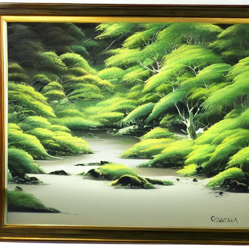 Image similar to kazuo oga painting, forest