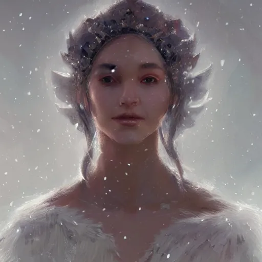 Image similar to a beautiful portrait of an winter goddess by Greg Rutkowski and Raymond Swanland, Trending on Artstation, ultra realistic digital art