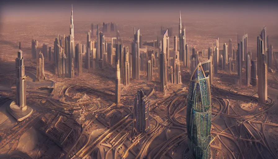 Image similar to very very small dubai city, by ilya kuvshinov, rtx rendering, octane render 1 2 8 k, maya, extreme high intricate details by tom bagshaw, medium shot, close up shot, composition by sana takeda, lighting by greg rutkowski