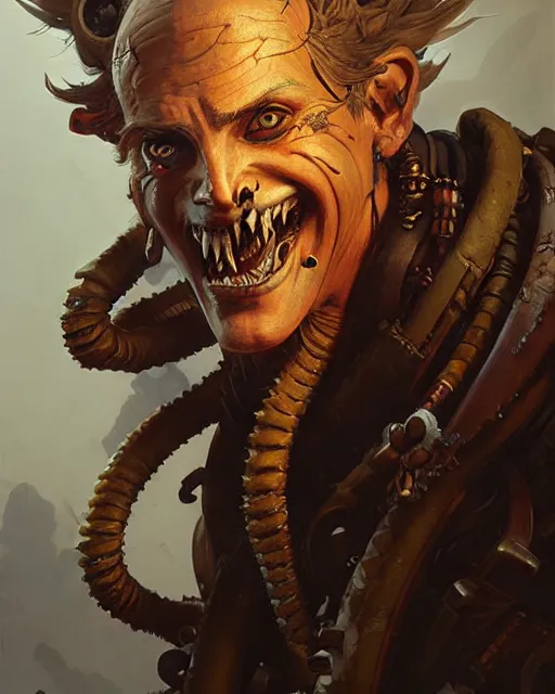 Image similar to junkrat from overwatch, character portrait, concept art, intricate details, highly detailed by greg rutkowski, michael whelan and gustave dore