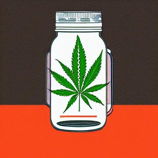 Prompt: digital illustration of a mason jar filled to the brim with cannabis bud