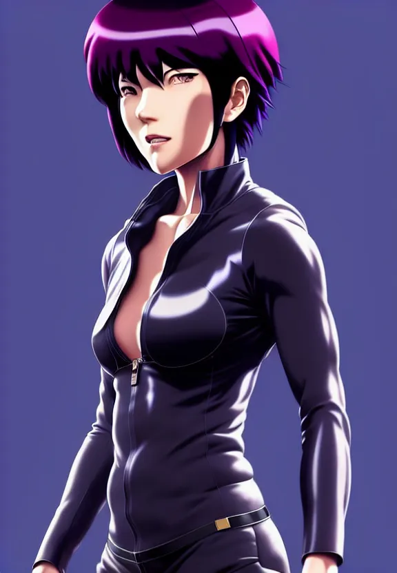 Image similar to a fullbody portrait of motoko kusanagi the major ghost in the shell : : stand alone complex, under repairs, maintenance : : by ilya kuvshinov, rossdraws, artgerm, sola digital arts, anti aliasing, raytracing : :