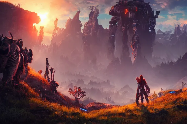 Image similar to tremortusk machine mecanical creature robot of horizon forbidden west horizon zero dawn radiating a glowing aura global illumination ray tracing hdr fanart arstation by ian pesty and alena aenami artworks in 4 k