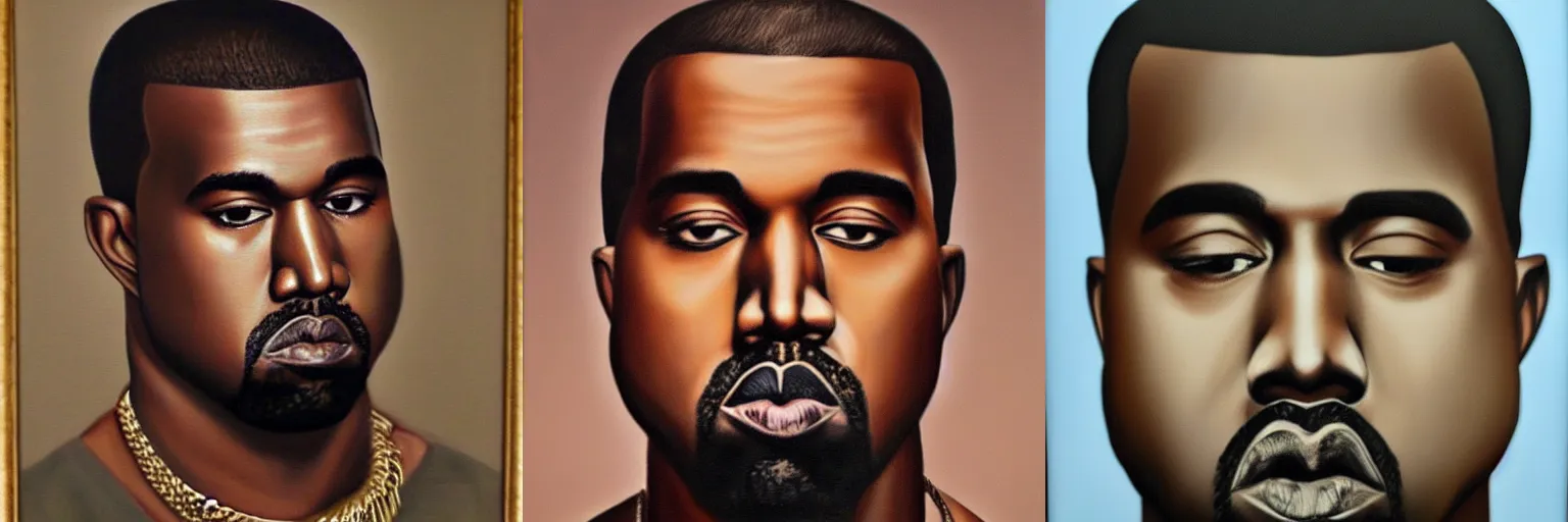 Prompt: oil painting portrait of Kanye West, sepia tone, dramatic