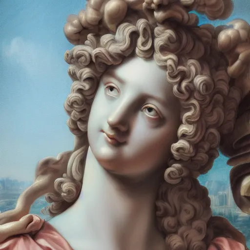 Prompt: baroque statue vaporwave portrait painting, trending on art station, 4k UHD, 8k, painting illustration, high detail