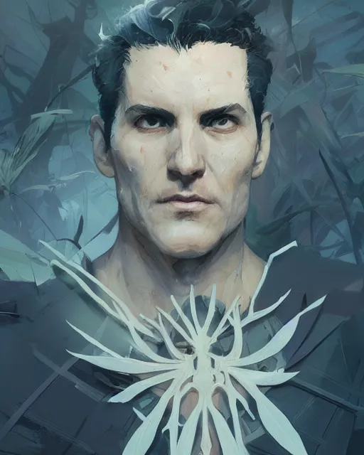 Prompt: white skeleton superman of weed leaves, clear sky, scifi character portrait by greg rutkowski esuthio craig mullins