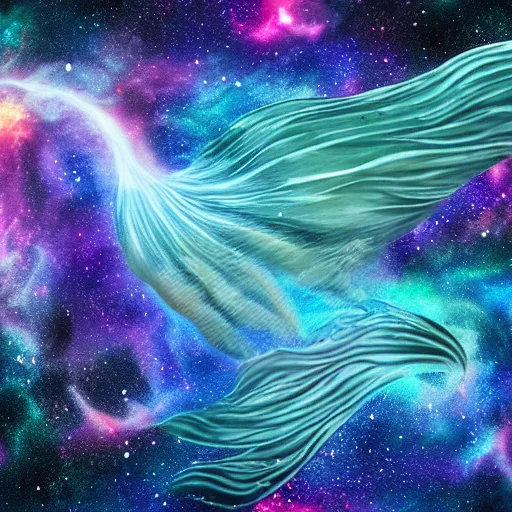 Prompt: spirit fish flying in the cosmos, beautiful nebulas, swirling cosmic clouds, galaxies, stars, 4 k, 8 k, ultra detailed, digital illustration