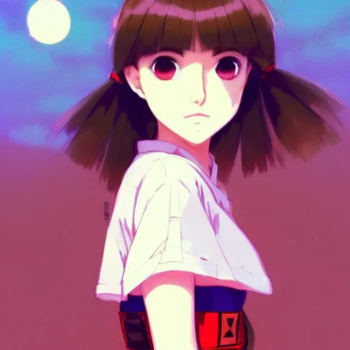 Image similar to a beautiful! boyish! natalie portman alluring gravure! model, wearing japanese school girl outfit with mayan pattern and native style, aztec street fashion, gapmoe yandere grimdark, trending on pixiv fanbox, painted by greg rutkowski makoto shinkai takashi takeuchi studio ghibli, akihiko yoshida