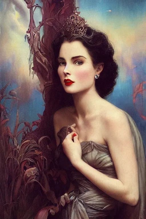 Prompt: a young, enraged, and extremely beautiful grace kelly infected by night by tom bagshaw in the style of a modern gaston bussiere, art nouveau, art deco, surrealism. extremely lush detail. melancholic scene infected by night. perfect composition and lighting. sharp focus. surreal. high - contrast lush surrealistic photorealism. screaming, murderous.