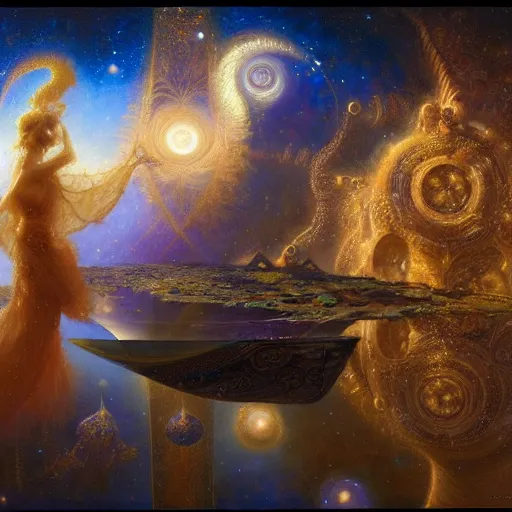 Prompt: the universe as an endless fractal dream, highly detailed painting by gaston bussiere, craig mullins, j. c. leyendecker, 8 k