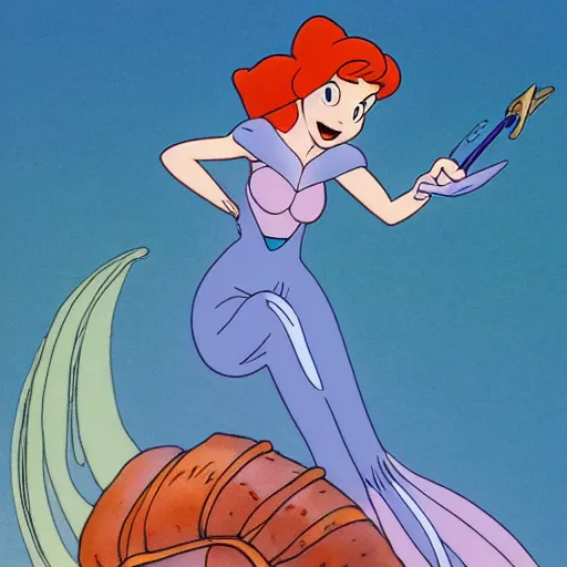 Image similar to Ariel in Nausicaa of the Valley of the Wind, Diseny animation style