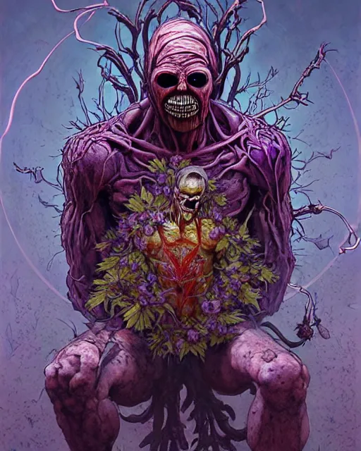 Image similar to the platonic ideal of flowers, rotting, insects and praying of cletus kasady carnage thanos davinci dementor chtulu mandala ponyo doctor manhattan the witcher, fantasy, ego death, decay, dmt, psilocybin, concept art by randy vargas and greg rutkowski and zdzisław beksinski