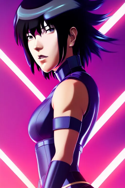 Image similar to a fullbody portrait of motoko kusanagi the major ghost in the shell : : stand alone complex, under repairs, maintenance : : by ilya kuvshinov, rossdraws, artgerm, sola digital arts, anti aliasing, raytracing : :