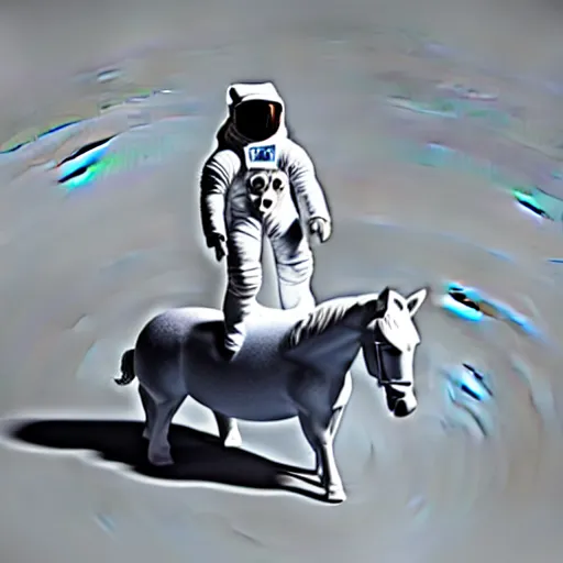 Image similar to an astronaut standing on the ground and a small trippy aggressive centaur standing on that poor human being standing on all fours astronaut raising his arms up, really trying to ride it, the horse is on his shoulders and grabbing them, minimalist style, 3 d render, isometry