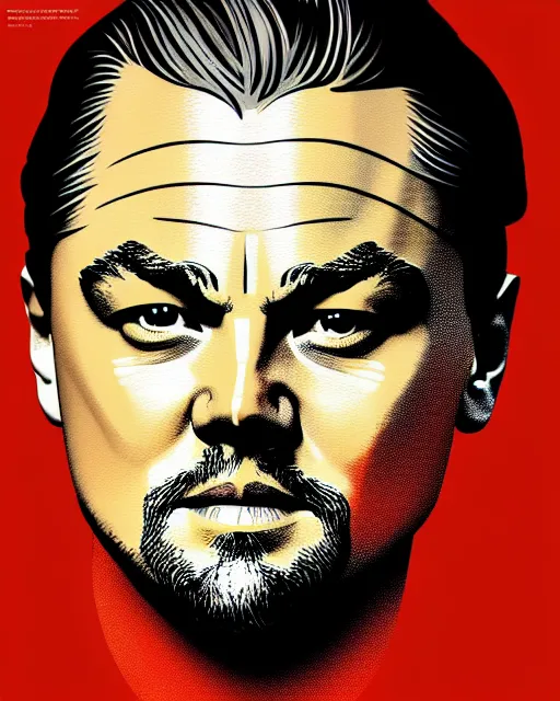 Image similar to painting portrait of leonardo dicaprio as a carp fish, cartoon, warm lighting, leonardo dicaprio has a carp fish body. leonardo dicaprio's face on a carp fish's body movie poster, illustration by bartek fedyczak, erak note, tooth wu, neil richards, kan liu, siwoo kim, jisu choe, trending on art station