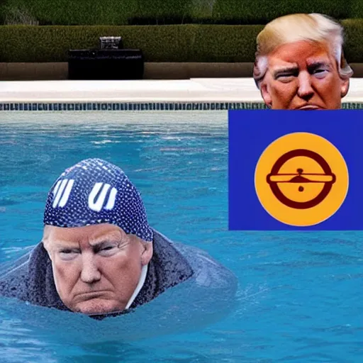 Image similar to Trump is swimming in a pool of shit