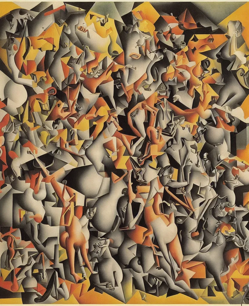 Image similar to the three fates and their horses | pain, pleasure, suffering, adventure, love, life, afterlife, souls in joy and agony disaster, | Japanese pop-surrealism | miracle, love | abstract oil painting, gouche on paper by MC Escher and Salvador Dali on LSD |