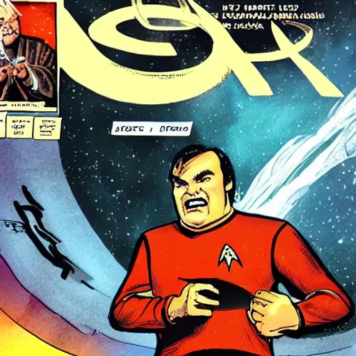 Prompt: jack black as a character in star trek tos, comicbook