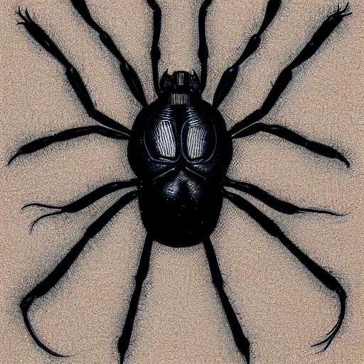 Image similar to portrait closeup of black widow spider, symmetrical, cinematic colors, by yoichi hatakenaka, masamune shirow, josan gonzales and dan mumford, ayami kojima, takato yamamoto, barclay shaw, karol bak, yukito kishiro