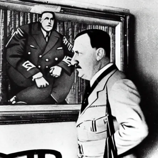 Prompt: hitler admiring bored ape yacht club NFT art