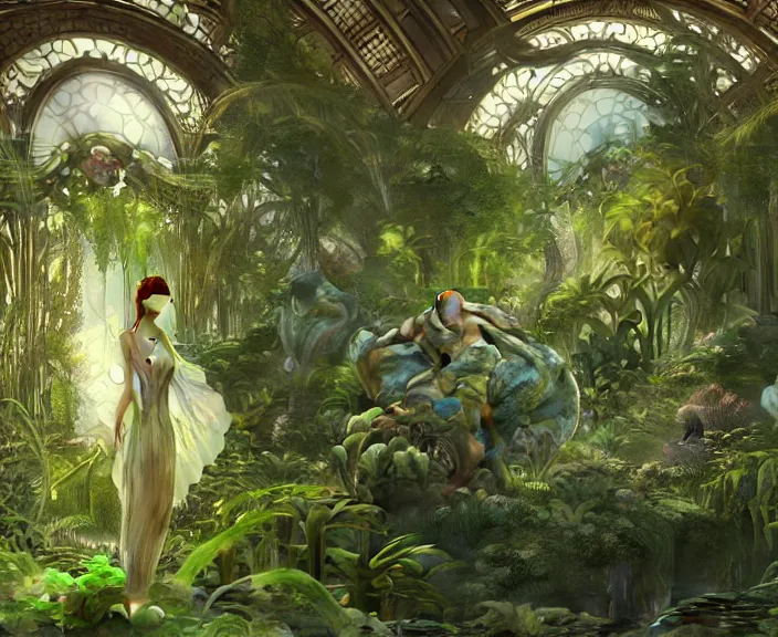 Prompt: transparent clear see - through image of mollusks, lush botany, orchids, ferns, garden environment, ultra realistic, concept art, art nouveau, photorealistic, octane render, 8 k, unreal engine. art by gustave dore and nori inoguchi and sam kaplan and zachary goulko and christopher marley and artgerm and alphonse mucha