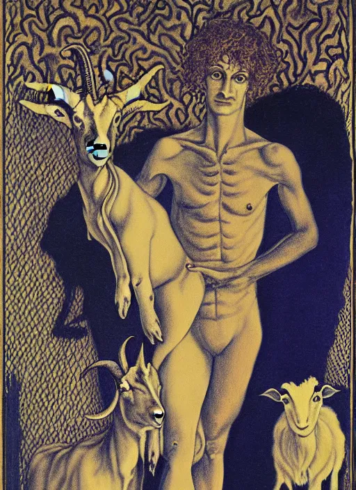 Image similar to prince and a goat, by austin osman spare, high resolution