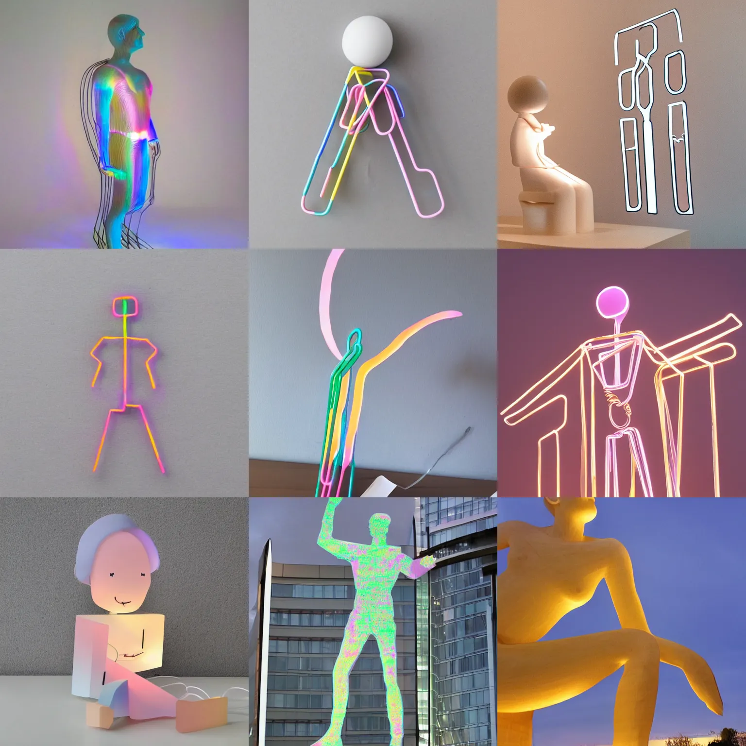 Prompt: giant beautiful statue of a paperclip soft lighting pastel colours