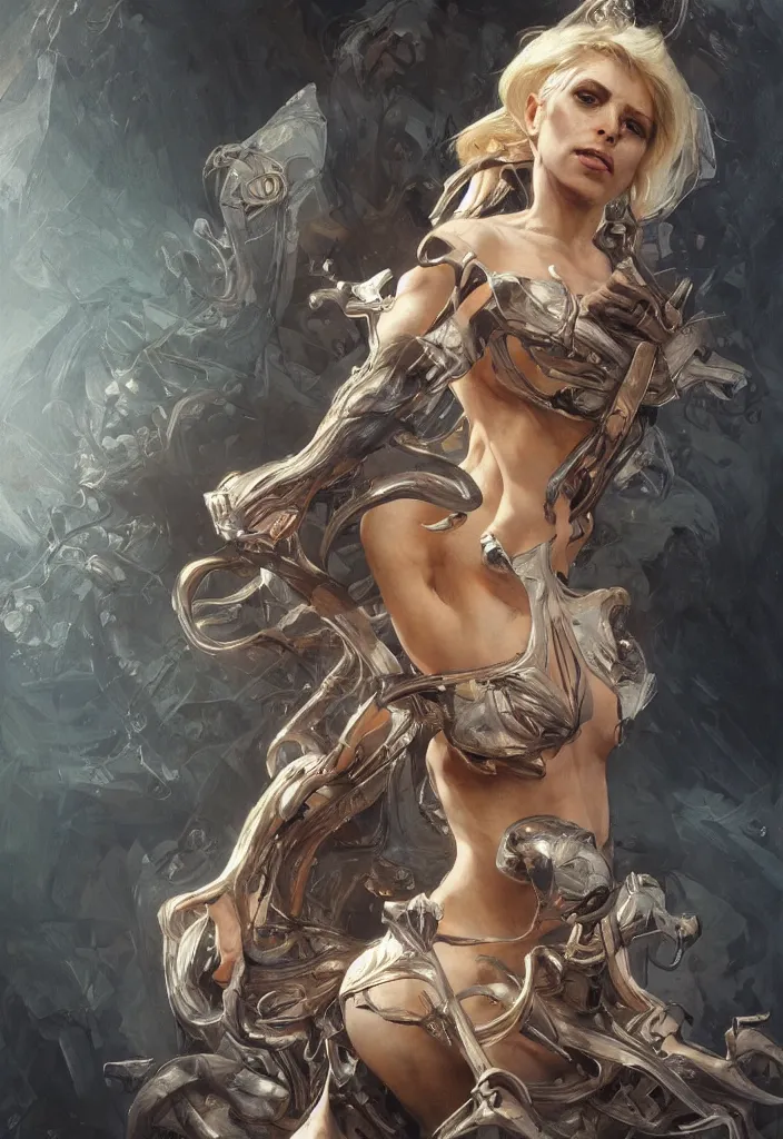 Prompt: Tara Strong, physically accurate, dynamic lighting, intricate, elegant, stylish, highly detailed, digital painting, artstation, HR GIGER, Hieronymus Bosch, Francis Bacon, concept art, smooth, sharp focus, illustration, art by artgerm and greg rutkowski and alphonse mucha