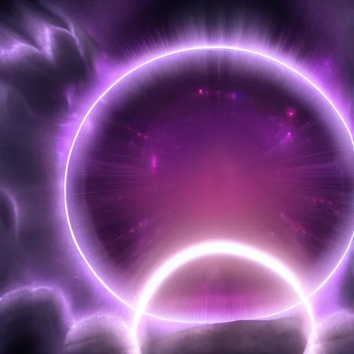 Prompt: digital illustion of a glowing purple energy ringed portal to heaven, deviantArt, artstation, artstation hq, hd, 4k resolution