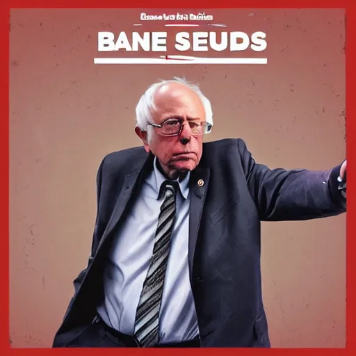 Prompt: Bernie Sanders rap album cover black and white