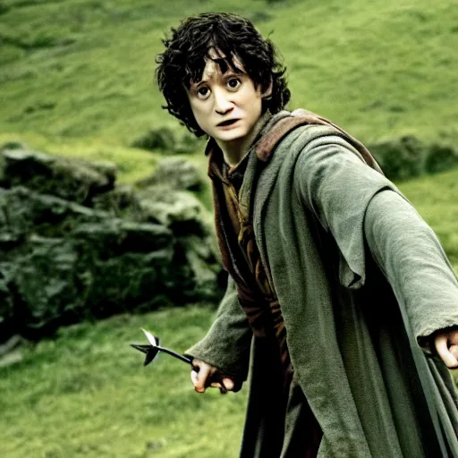Image similar to Film still of Harry Potter as Frodo in Lord of the Rings: The Return of the King