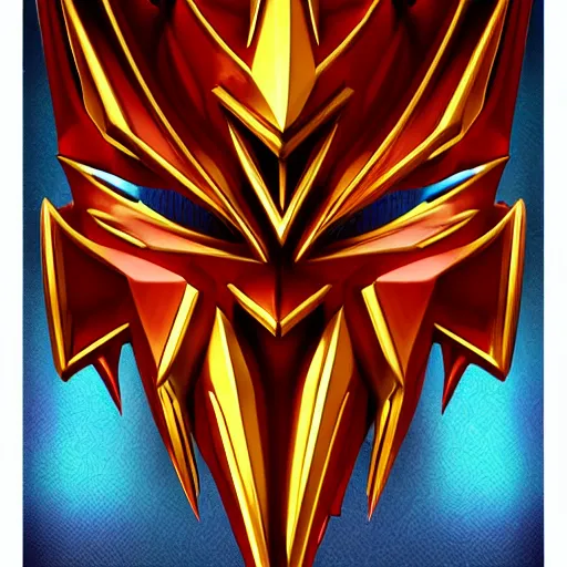 Image similar to demon Mask in the art style of a yugioh card , highly detailed, centered, sharp focus, octane render