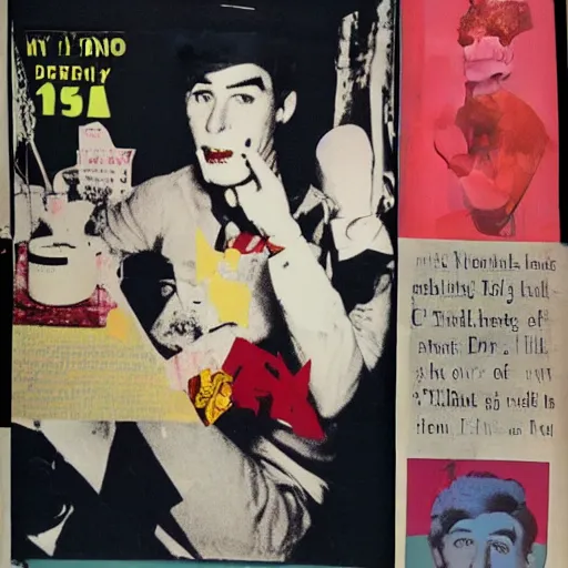 Image similar to 1950 magazine cut out collage of Cristopher Street day, Andy Warhol,