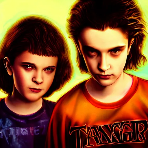 Image similar to Twilight version of Stranger Things, Portrait of Edward and Bella, photorealistic, dramatic lighting, soft, sharp focus, highly detailed, digital painting