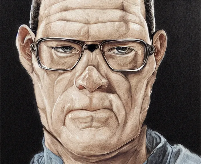 Image similar to portrait of hank hill, art by yoshitaka amano, intricately detailed, highly detailed, elegant, trending on artstation