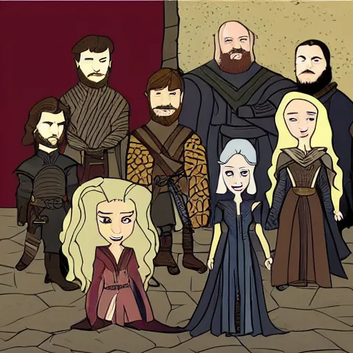 Prompt: game of thrones, cartoon